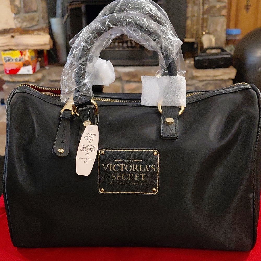 Victoria's Secret Black Handbag with Gold Accents